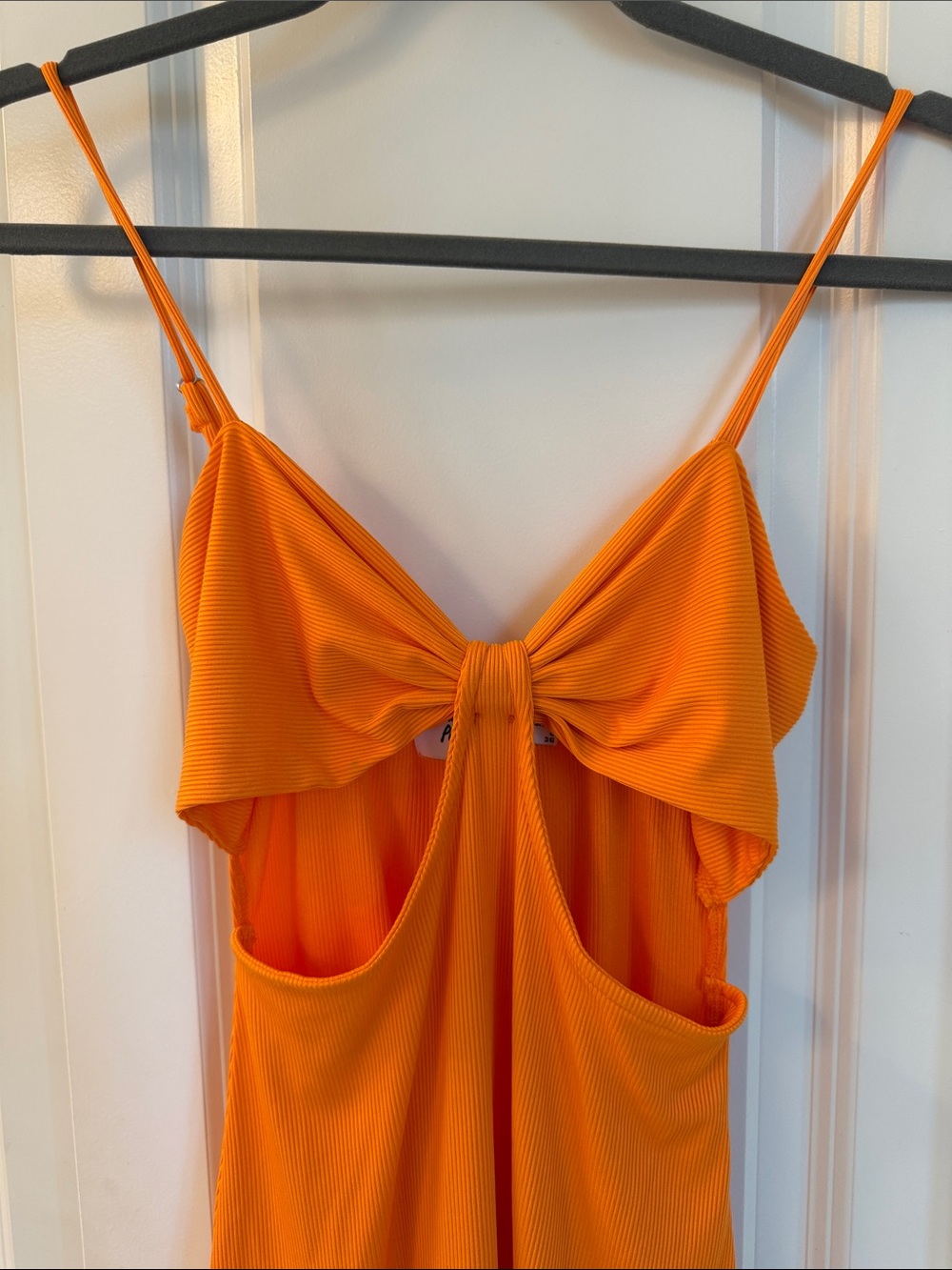 Princess Polly Bright Orange Ribbed Tie-Front Mini Dress - Picture 2 of 6